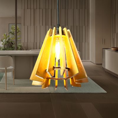 ĐÈN THẢ TRẦN GỖ CHÓP NÓN