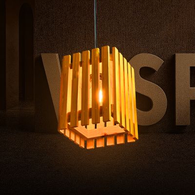 ĐÈN THẢ TRẦN GỖ HỘP TỐI GIẢN