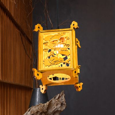 ĐÈN THẢ TRẦN TỨ GIÁC LÁ SEN