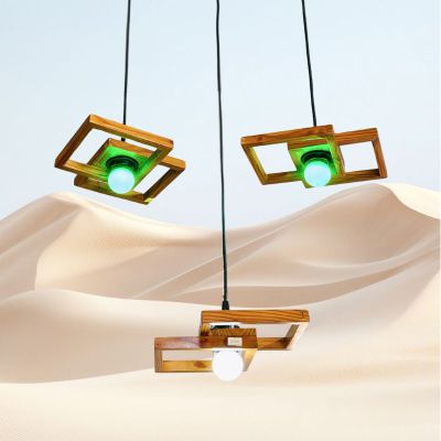 ĐÈN TREO TRẦN GỖ Ô VUÔNG